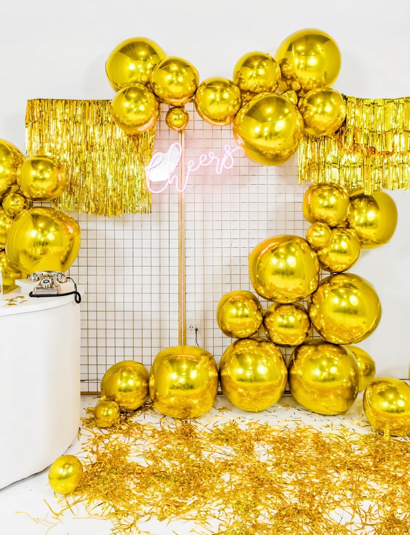 Haolongfa Gold Foil Balloons, 14 Pcs Gold Mylar Balloons for Party Decorations, 22/18/10 Inch Large Foil Balloon for Birthday, Engagement, Graduations Balloon for Graduations Decorations 2025 - Image 3